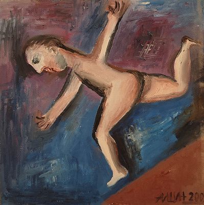 Ишин Александр Владимирович (1941—2015). Бег к воде. 2009. Холст, масло. 35&times;35 см. Внизу 