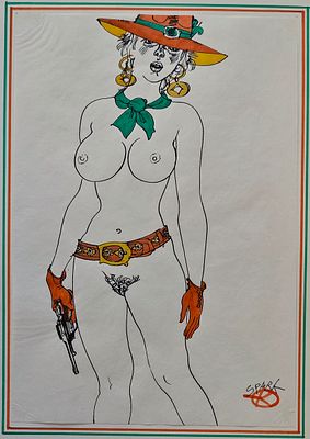 Калачёв Спартак Владимирович (1930—1994). Ковбойша. Б/д. Бумага, тушь, перо, маркер. 29,5&times;20,5 