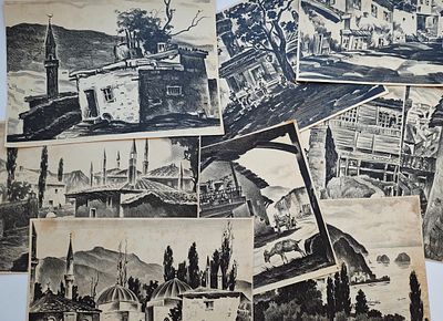 Каплун Адриан Владимирович (1887—1974). Составной лот. Включает в себя 9 пейзажей. 1928. Бумага 