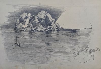 Киплик Дмитрий Иосифович (1865—1942). Пейзаж со скалами. 1890-е. Бумага, графитный карандаш. 15 