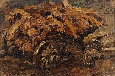 Малютин Сергей Васильевич (1859—1937). Сено. 1929. Холст, масло. 13&times;20,3 см. Вверху справа: 