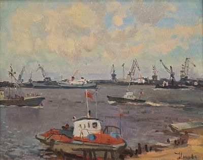 Нечаева Валентина Александровна (1920—1992). В порту Архангельска. 1970-е. Холст, масло. 37&times;47 