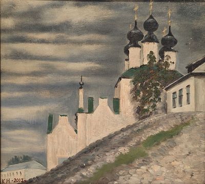 Нечитайло Ксения Васильевна (1942—2019). Церковь Пантелеимона Праведного 16 в. 2002. Холст 