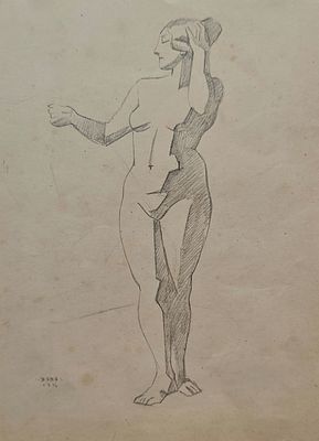 Нивинский Игнатий Игнатьевич (1881—1933). Обнажённая модель. 1916. Бумага, графитный карандаш. 