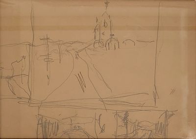 Нисский Георгий Григорьевич (1903—1987). Пейзаж с дорогой. Б/д. Бумага, графитный карандаш. 