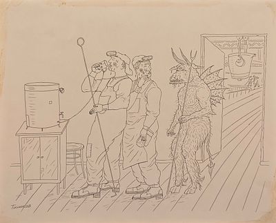 Тишков Леонид Александрович (род. 1953). Жарко. 1990-е. Бумага, тушь, перо. 31,5&times;39 см. Внизу 