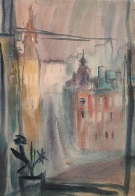 Траугот Георгий Николаевич (1903—1961). Вид из окна. 1950-е. Бумага, акварель. 47,7&times;33 см. 