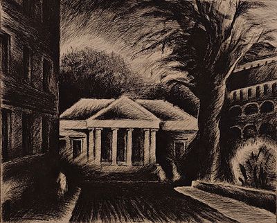 Умнов Виктор Иванович (род. 1931). Дом &laquo;Му-му&raquo;. 1985. Офорт на цинке. 32&times;39,8 см. Размер листа: 