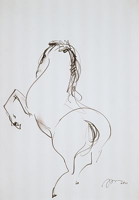 Хамдамов Рустам Усманович (род. 1944). Конь. 2011. Бумага, графитный карандаш. 59&times;41,5 см. Под 