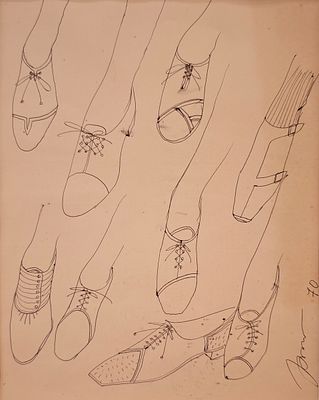 Хамдамов Рустам Усманович (род. 1944). Туфли. 1970. Бумага, тушь. 25&times;20 см. Размер в раме: 48 