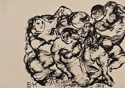 Чубаров Евгений Иосифович (1934—2012). Без названия. 17 октября 1998. Бумага, тушь, кисть. 