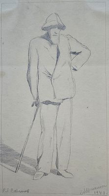 Щекалина Анна Дмитриевна (1900—1983). Портрет художника Павлинова П. Я. 1943. Бумага 