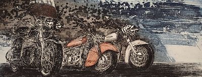 Щербинин Владимир Викторович (род. 1964). Харлей и Индиан. 2009. Бумага, цветной офорт. Размер 