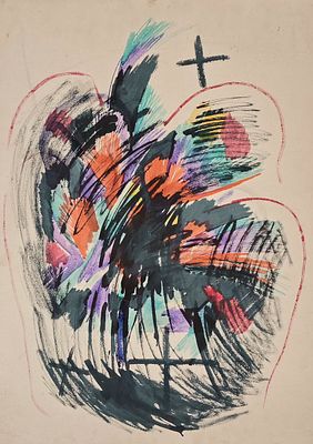 [Нонконформисты] Яковлев Владимир Игоревич (1934—1998). Человек-цветок и три креста. 1960-е. 