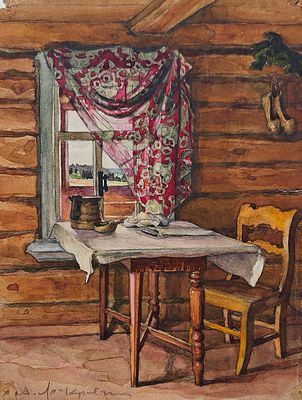 Яр-Кравченко Анатолий Никифорович (1911—1983). Интерьер. 1929. Бумага, акварель. 20,5&times;15,8 см. 