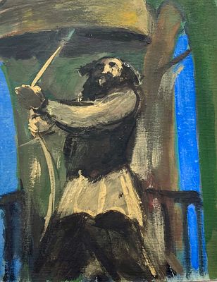 Аксельрод Меер Моисеевич (1902—1970). Звонарь. Картон, гуашь. 26&times;21 см. Меер Моисеевич 