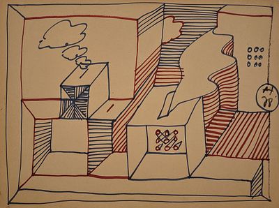 Абрамов Андрей Сергеевич (1951—2022). Структура. 1978. Бумага, фломастеры. 38 &times; 41 см. По 