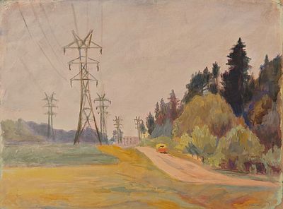 [Из коллекции М. Яхилевича] Аксельрод Меер Моисеевич (1902—1970). Электропередача. 1956. Бумага 