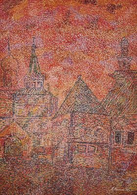 Афонин Владимир Васильевич (1940—2021). Звенигород. 1970. Бумага, гуашь. 62 &times; 43 см. Внизу 