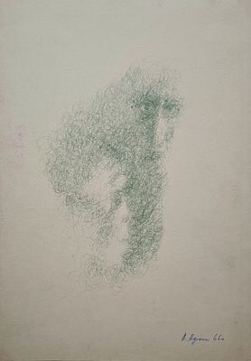 Афонин Владимир Васильевич (1940—2021). Зеленций. Из цикла &laquo;Лики&raquo;. 1966. Бумага, зелёные 