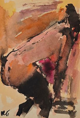 Батынков Константин Александрович (род. 1959). Обнажённая. 2000. Бумага, акварель. 30 &times; 21 см. 