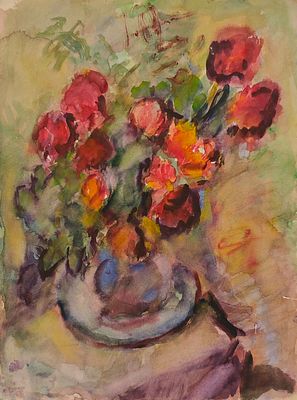 Белякова Алла Михайловна (1914—2006). Букет. Без даты. Бумага, акварель. 50 &times; 37 см. На 