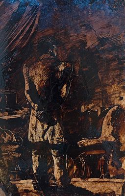 Ванециан Арам Врамшапу (1901—1971). Пушкин перед дуэлью. 1937. Бумага, масло, лак. 24 &times; 15,5 