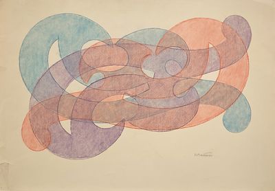 Витинг Николай Иосифович (1910—1991). Лекало. 1987. Бумага, цветные карандаши. 51,5 &times; 73,5 см. 