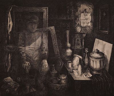 Воробьёв Николай Александрович (1922—1987). Коллекционер. 1973. Бумага, офорт. Размер оттиска: 