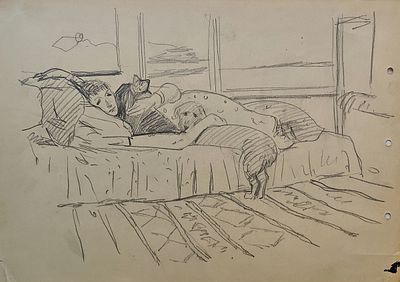 Гончаров Андрей Дмитриевич (1903—1979). Друзья. 1952. Бумага, графитный карандаш. 28,5 &times; 40,7 