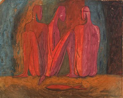 Евсеев Игорь Юрьевич (1972—1999). У озера. 1993. Картон, гуашь. 54 &times; 68 см. На обороте: 