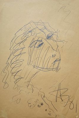 Зверев Анатолий Тимофеевич (1931—1986). Портрет. 1981. Бумага, карандаш. 44 &times; 30 см. Внизу 