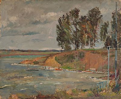 Кац Илья Львович (1908—1992). Клязьминское водохранилище. 1952. Холст, масло. 58 &times; 71 см. На 