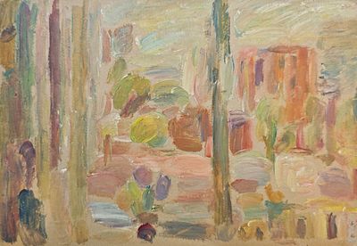 Лукашевкер Александра Давыдовна (1925—1992). Абельмановская. 1978. Картон, масло. 30 &times; 43 см. 