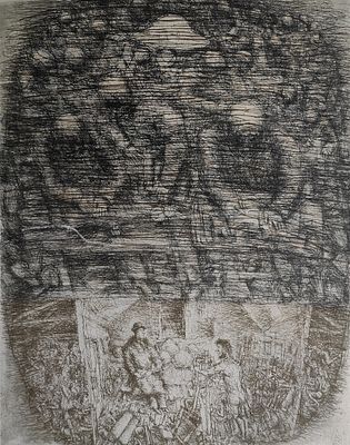 Макаревич Игорь Глебович (род. 1943). Иозеф К. у художника Титорелли. Иллюстрация к роману 