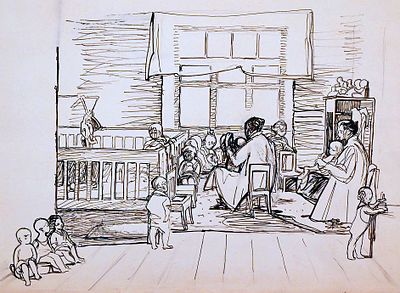 Билль Александра Феликсовна (1914—1992). &laquo;Детский сад&raquo;. Вторая половина XX в. Бумага, тушь 