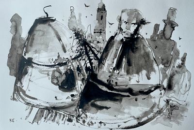 Батынков Константин Александрович (род. 1959). Иллюстрация к повести Н. Гоголя &laquo;Шинель&raquo;. 2024. 