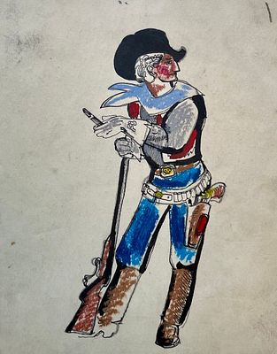 Аврутис Хаим Абрамович (1928—2007). &laquo;Мушкетёр&raquo;. Бумага, тушь, перо, пастель. Размер листа: 21,5 