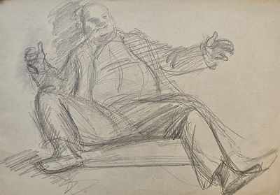 Аксельрод Меер Моисеевич (1902—1970). Сидящий мужчина. Без даты. Бумага, графитный карандаш. 20 