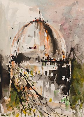 Батынков Константин Александрович (род. 1959). Купол. 2024. Бумага, акварель. 29,5 × 20,5 см. 