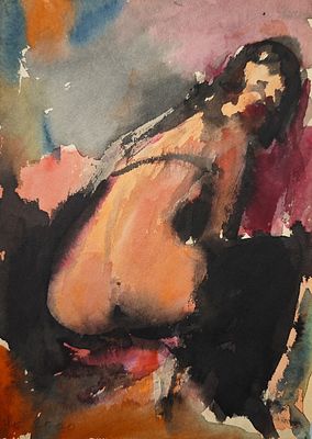 Батынков Константин Александрович (род. 1959). Сидящая обнажённая. 2000. Бумага, акварель. 29,5 