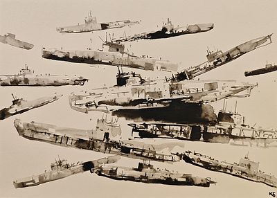 Батынков Константин Александрович (род. 1959). Срочное погружение. 2019. Бумага, тушь. 29,5 × 