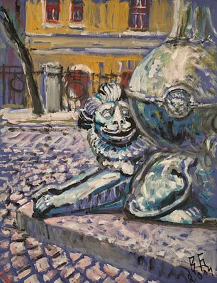 Брайнин Владимир Ефимович (род. 1951). Скульптура в парке. 2004. Бумага, гуашь. 65 × 50 см. 