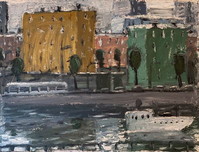 Бронфин Пётр (род. 1958). Яуза. 2016. Холст, масло. 58 × 77 см. Работа экспонировалась на 