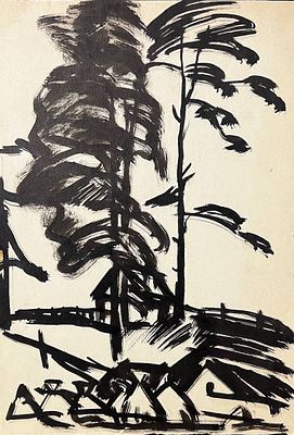 Андронов Николай Иванович (1929–1968). Минск. Лето. 1960. Бумага, тушь. 29,9 × 21,2 см. Николай 