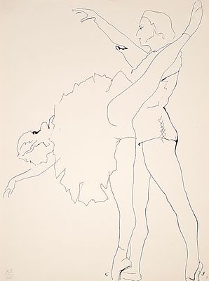 Власов Василий Адрианович (1905—1979). Одетта и принц. Балет «Лебединое озеро». 1960. Бумага 