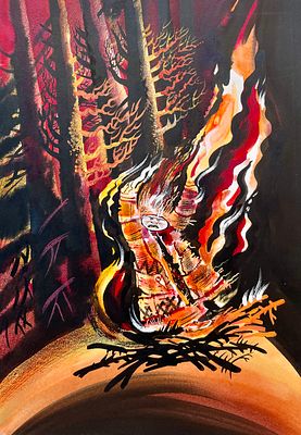 Аземша Александр Николаевич (1950—2014). Иллюстрация к книге &laquo;Сказки народов Севера&raquo;. Бумага 