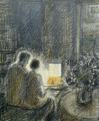 Алексеев Владимир Фёдорович (1944—2010). «В подвале у Мастера». 1983. Бумага, цветной и 