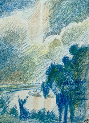 Алексеев Владимир Фёдорович (1944—2010). &laquo;Прощание&raquo;. 1983. Бумага, цветной и графитный 