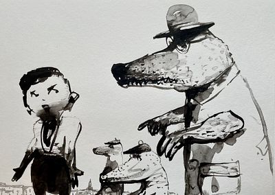 Батынков Константин Александрович (род. 1959). «Мойдодыр». 2018. Бумага, акварель, тушь, кисть. 